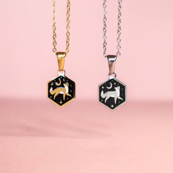 Mini Hexagon Fox Pendant