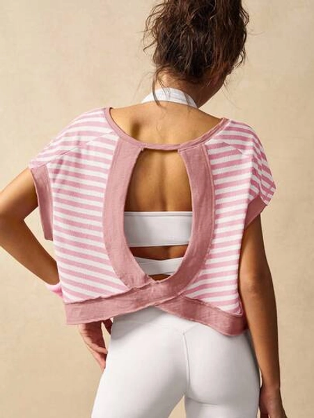 VARSITIE Women Striped Fashion Sports T-Shirt & Tank Top