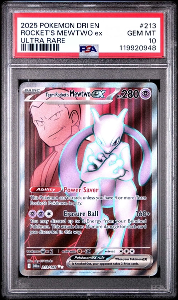 Graded 2025 PSA 10 Rocket's Mewtwo EX Ultra Rare #213 Pokemon EN-Destined Rivals Trading Card - Walmart.com