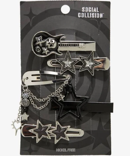 Social Collision Guitar Star Hair Clip Set