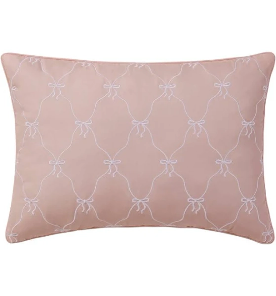 Home Decor Collection 14" x 20" Pink Bow Embroidered Decorative Pillow