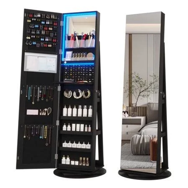Lvsomt 360 Swivel Jewelry Cabinet
