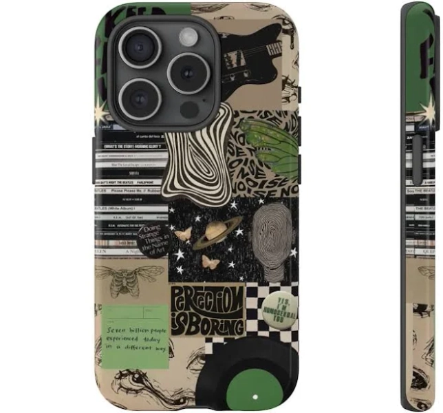 Green Aesthetic Phone Case, Alt Grunge Emo Phone Cover, Aesthetic Tough Phone Case, Collage Cases, Retro Gift