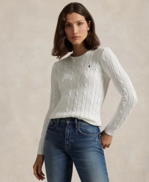 Women's Cable-Knit Cotton Crewneck Sweater