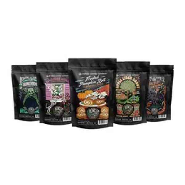Bones Coffee Company | Fall Favorites Sample Pack 5 Assorted Flavored Coffee Bags 4oz Medium Roast