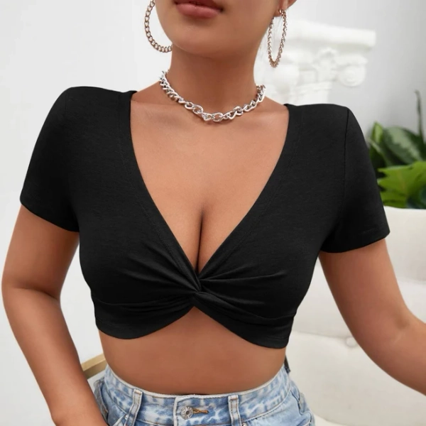 SHEIN Twist Front Crop Top