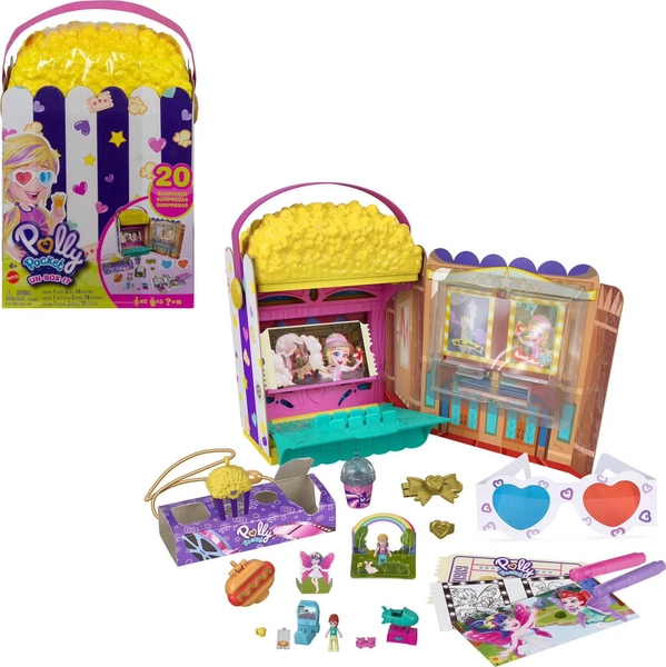 Polly Pocket Un-Box-It Playset, Movie Theater Theme, 2 Dolls, 15+ Surprises - Walmart.com