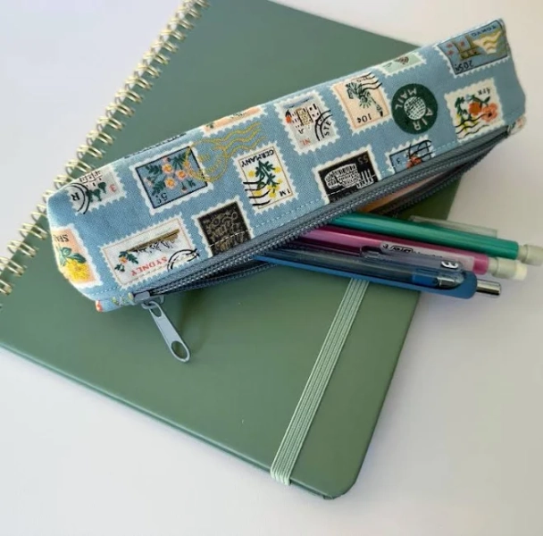 Pencil pouch Small Rifle Paper Co Light blue stamps