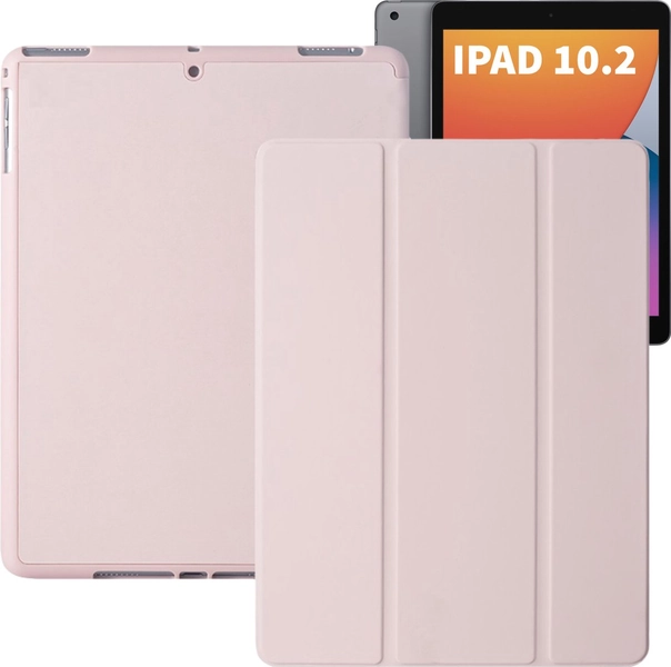 Tablet Hoes + Standaardfunctie - Geschikt voor iPad Hoes 7e, 8e, 9e Generatie -10.2 inch (2019,2020,2021) - Zacht Roze