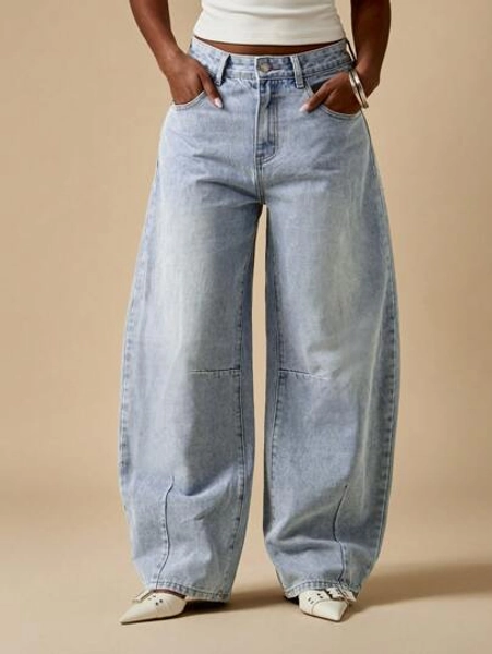 MISSGUIDED Wide Leg Barrel Cut Jeans High Waisted Baggy Denim Pants Vintage Style Statement Casual Streetwear Fall Winter Fashion Loose Fit Y2K Aesthetic
