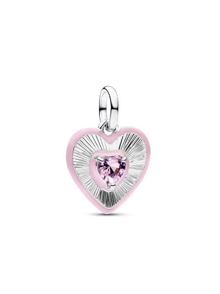 Radiating Pink Heart Medallion Charm