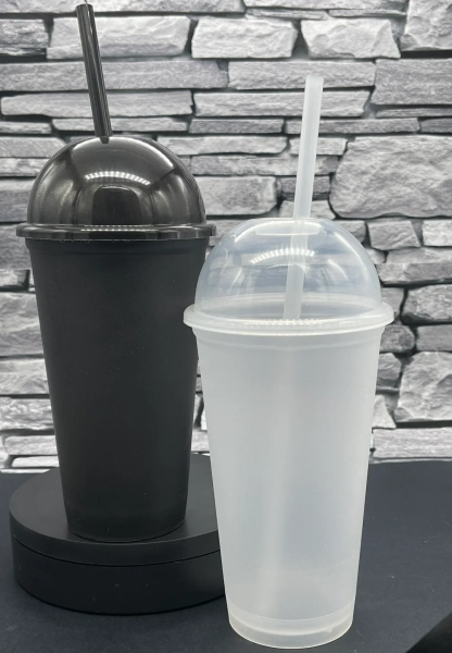 Domed Lid Smoothie Cold Cup Translucent or Black -16oz. (FREE SHIPPING)