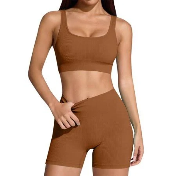 Nmmued 2 Piece Workout Sets for Women Seamless Spaghetti Strap Sports Bra High Waisted Biker Shorts Matching Gym Outfits Athletic Fitness Yoga Clothes
