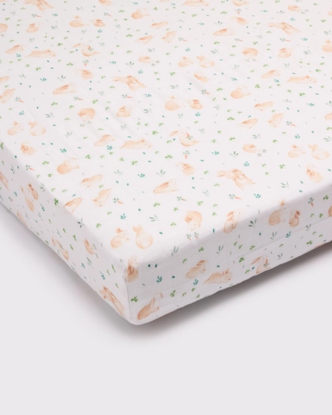 Muslin Fitted Crib Sheet - Bunny Meadow – LOULOU LOLLIPOP US