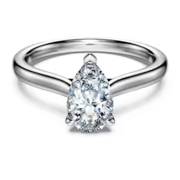 Bague solitaire Eternity, Diamants de synthèse 1 ct tw, Forme de poire, Or blanc 18 carats