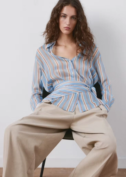 Mango Striped shirt with scarf