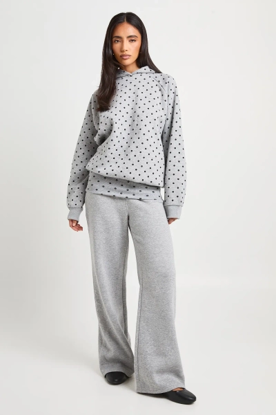 Polka Dot Hoodie And Contrast Foldover Waistband Tracksuit