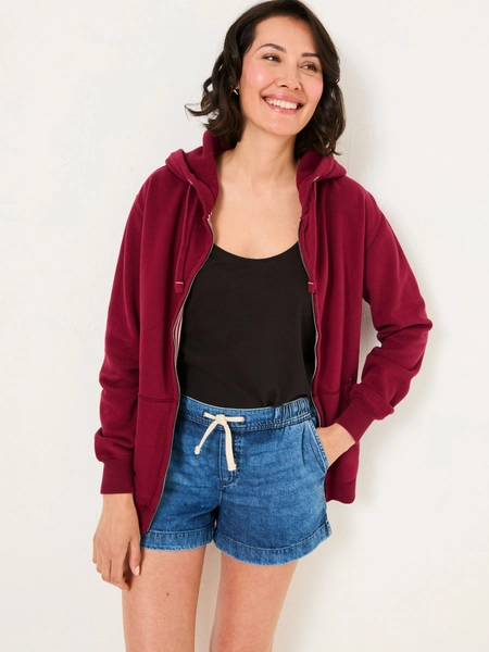 Amy Burgundy Red Zip Through Hoodie