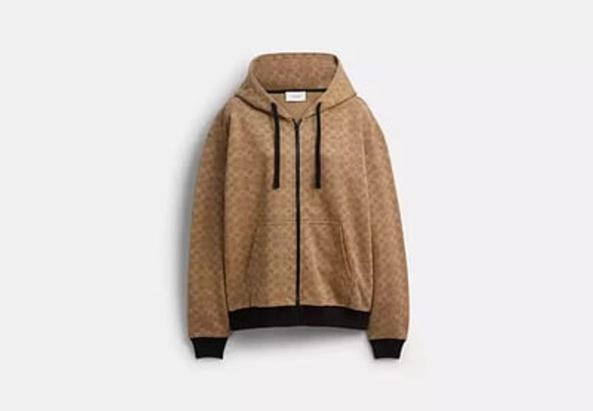 All Over Signature Zip Hoodie In Organic Cotton