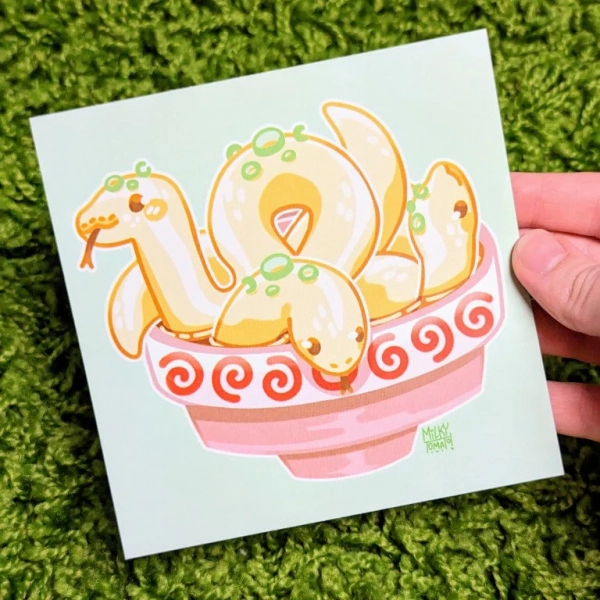 Snake Udon Square 5x5 Glossy Print!