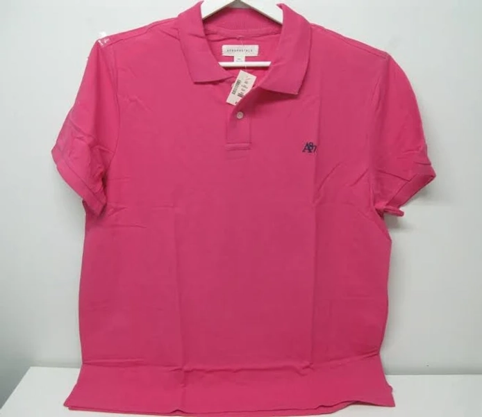 Aeropostale Men Solid A87 Logo Pique Polo Shirt Pink (rose) Sz Xxl