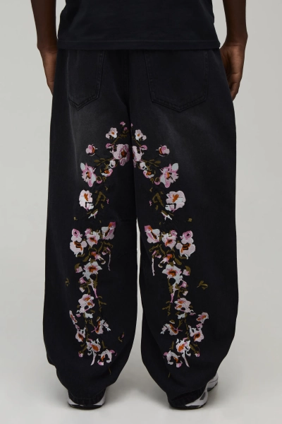 Floral Embroidered Balloon Fit Jeans