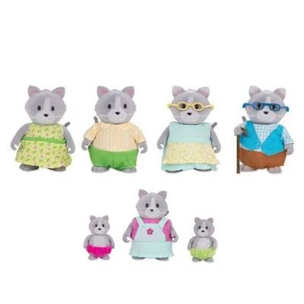 Li'l Woodzeez Cat Family Miniature Animal Figurine Set