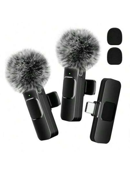 Wireless Lavalier Microphone For Smartphone, Plug-Play Wireless Microphone For Video/Audio Recording, Clip On Lapel Mic For Interview/Vlog/Teaching