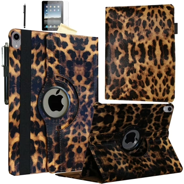 JYtrend Case for iPad A16 11" 2025, for iPad 10th Generation 2022 (10.9 inch), Rotating Smart Cover Magnetic Stand (Leopard)