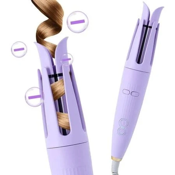Hair Curler Automatic Rotating with 3 Temperature Sets, Anti-Scald, Anti-Tangle Auto Curling Iron Rotating, Purple, Size: Small