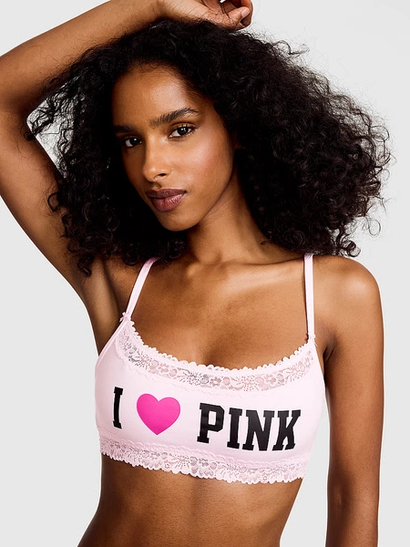 Cotton Unlined Lace-Trim Scoop Bralette