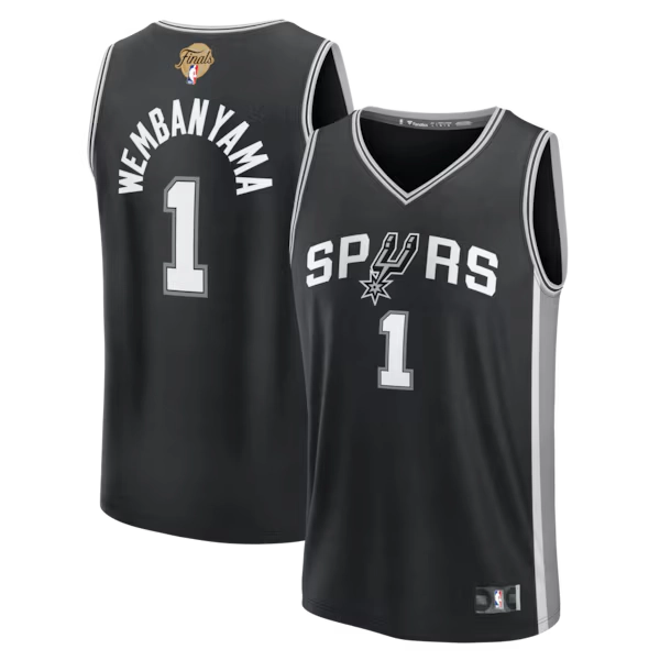 Men's San Antonio Spurs Victor Wembanyama Fanatics Black 2026 NBA Finals Patch Fast Break Jersey - Icon Edition