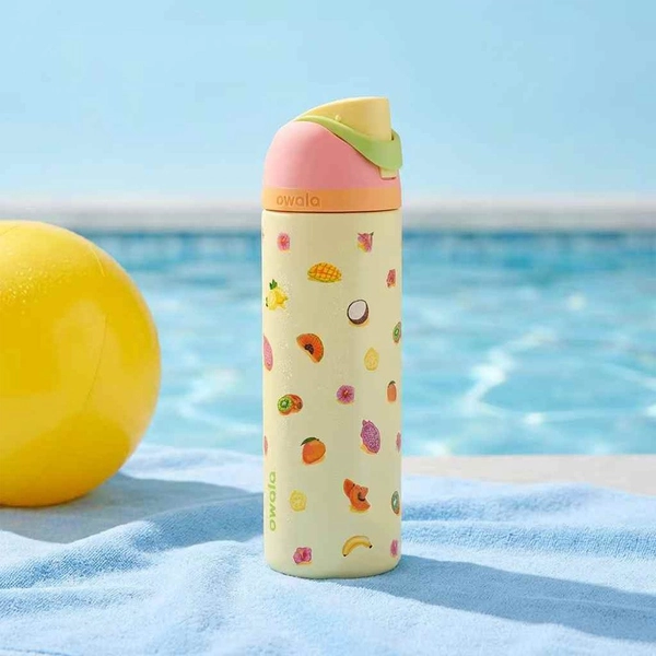 New Owala Freesip "Just Ripe" Fruit Lemon 24oz Water Bottle Keep Warm &amp; Cold UK