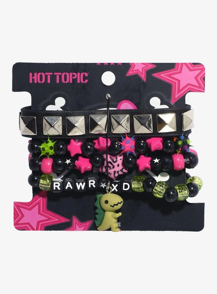 Rawr XD Dinosaur Neon Bead Bracelet Set