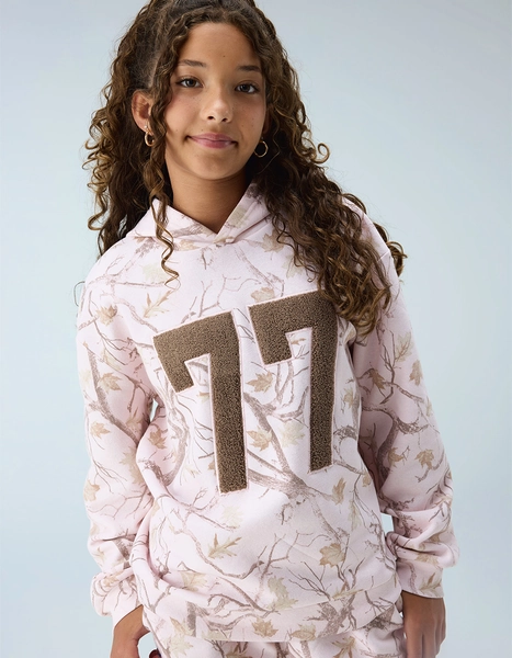 FULL TILT 77 Patch Camo Girls Hoodie - PINK COMBO