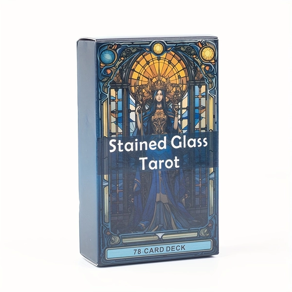 Stained Glass Tarot Cards - 78-Card Deck for Family Gatherings, Divination & Entertainment | 4.06x2.36 Inches