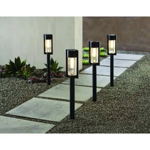 Hampton Bay Clermont 15 Lumen Black LED Weather Resistant Outdoor Solar Path Light with Glass Lens
