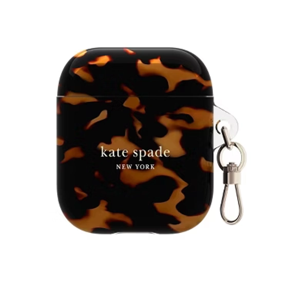 Kate Spade New York Protective AirPods (1/2 Generation) Case - Transparent Tortoise/Black/Gold Foil