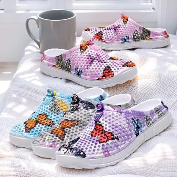 Step into a pastoral dream and bloom with sweet charm! Women's butterfly-printed clogs, with lightweight design and dreamy print - AliExpress 322