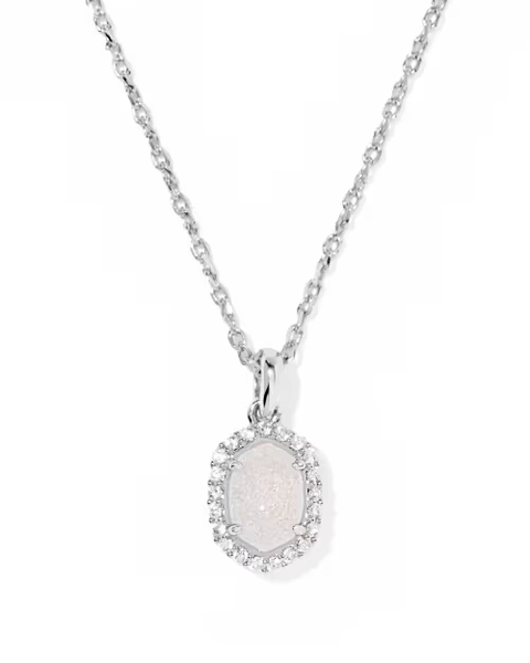 Daphne Silver Crystal Frame Short Pendant Necklace 