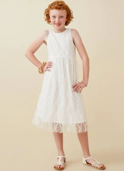 Hayden Girls Polka Dot Flocked Tank Dress