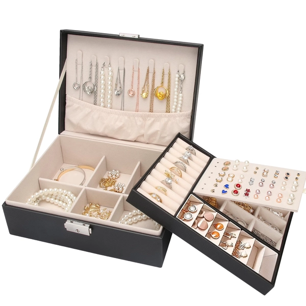 Jewelry Organizer – Elegant and Refined Travel Jewelry Case for Rings, Necklaces, Earrings –Simple Jewelry Organizer Box for Women– Black - Walmart.com