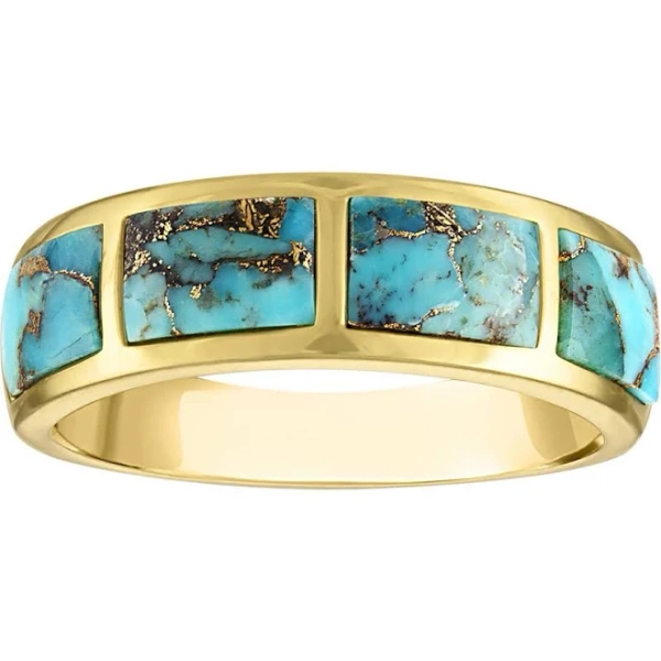 Designs by Gioelli Women's 14K Gold Over Sterling Silver Blue Copper Turquoise Ring