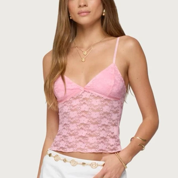 Edikted Women's Eira Sheer Lace Tank Top
