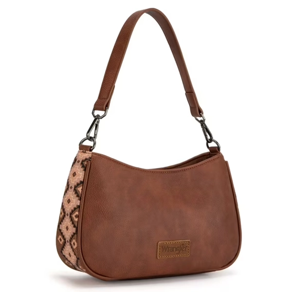 Wrangler Hobo Purse for Women Shoulder Purses Bag with Detachable Strap, Dark Brown