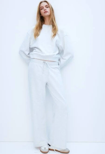 Ladies h&m Light gray melange 2-piece Sweatsuit