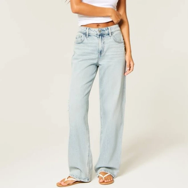 Hollister Women's High-Rise Distressed Dad Jeans