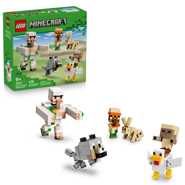 LEGO Minecraft Chicken Jockey Desert Attack - Building Toy for Boys & Girls, Ages 9+ - Posable Minecraft Toy & Figures - Game Room or Bedroom Decor - Gift for Birthdays - 21592 - Walmart.com