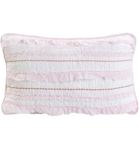Cozy Line Home Fashions Pretty in Pink Girly Ruffle Star Stripped Embroidered Rectangular Décor