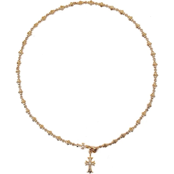 Chrome Hearts 22K Gold Diamond Tiny E Chokechain Necklace